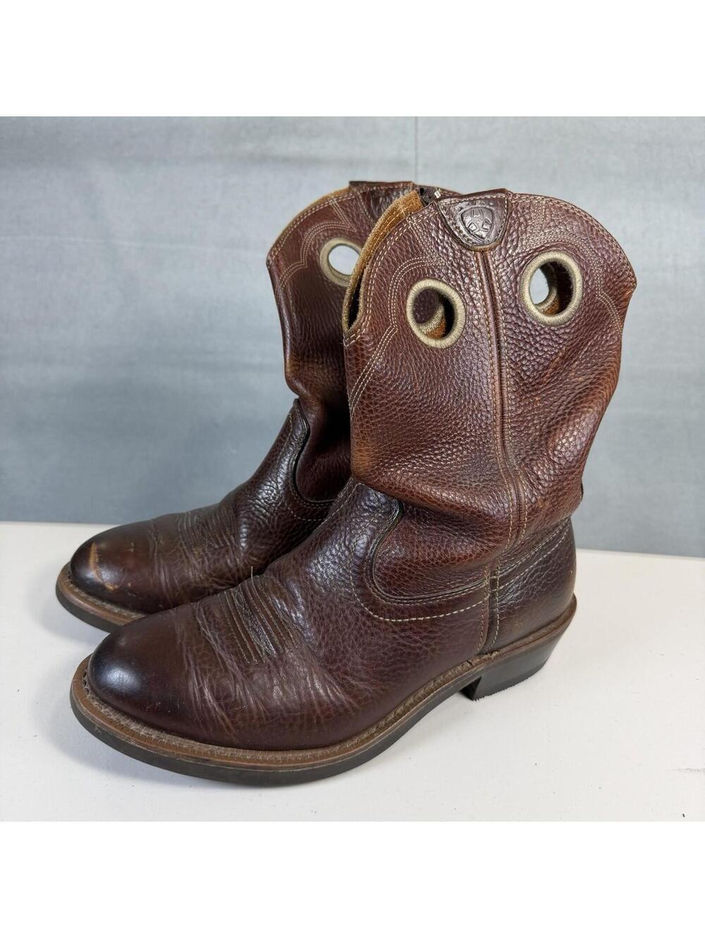 Ariat Trail Hand Leather Cowboy Loop Boots Men's 10.5EE Brown Western Work